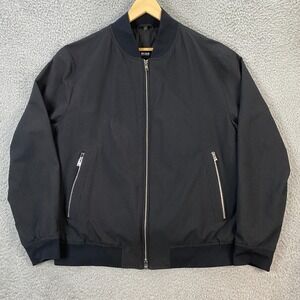 Hugo Boss Jacket Mens 46R Bomber Seer Sucker Full Zip Lined Moto Biker Black‎